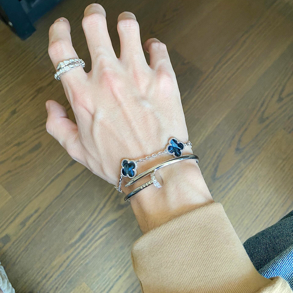 [：Polaidi Jewelry]クローバー 5モチーフ ピーターサイト シルバー ブレスレット