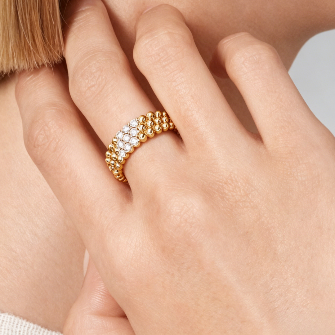 [Polaidi Jewelry] THREE-ROW DIAMOND RING