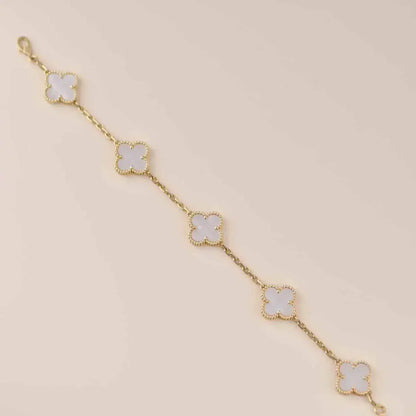 [：Polaidi Jewelry]CLOVER  5 MOTIF WHITE MOP BRACELET