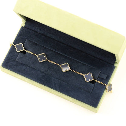 [：Polaidi Jewelry]クローバー 5モチーフ ブラックオニキスブレスレット