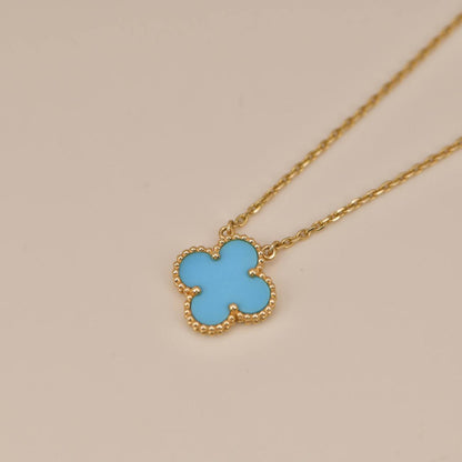 [：Polaidi Jewelry]クローバー 15mm ヴィンテージ ターコイズ ネックレス