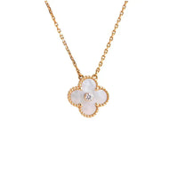 [Perlaura Jewelry ]CLOVER 15MM DIAMOND WHITE FRITILLARIA NECKLACE
