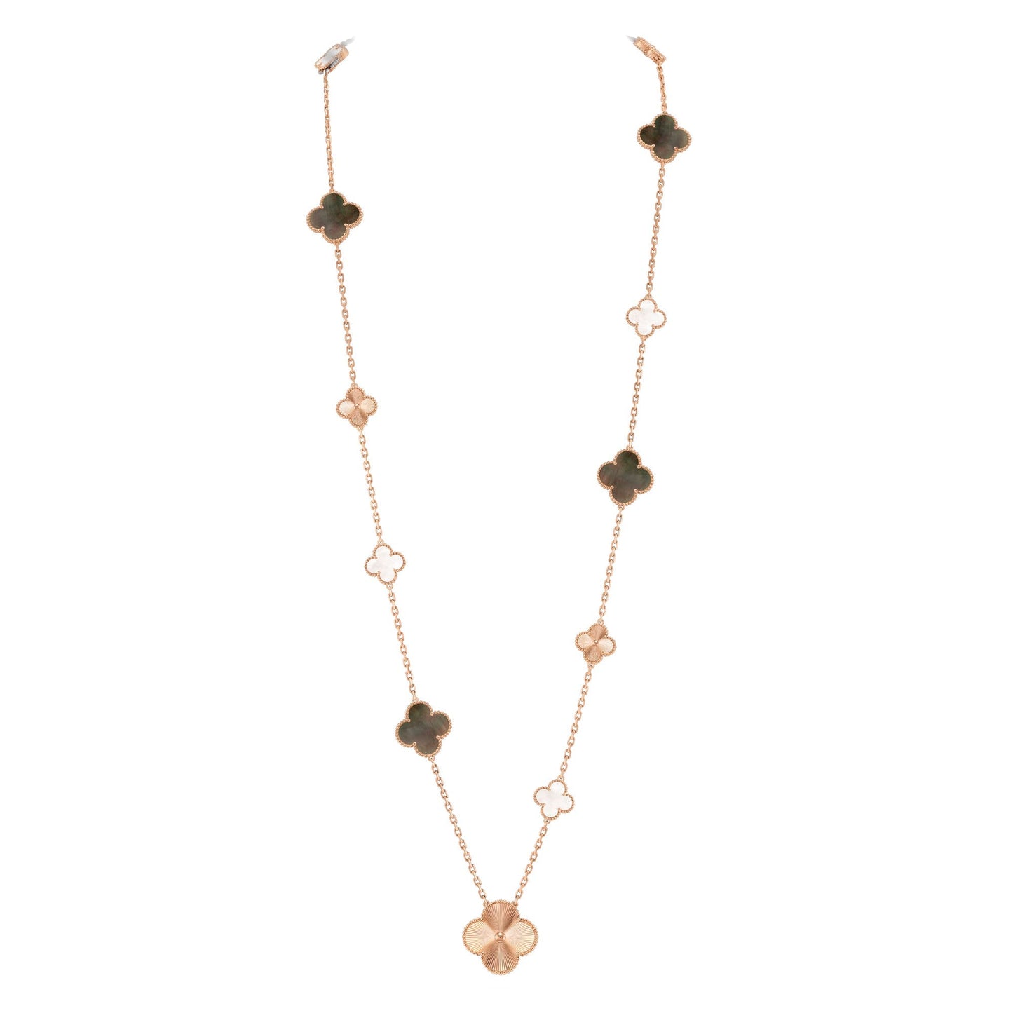 [Polaidi]DETACHABLE CLOVER 15(11+4) FLOWER ROSE GOLD NECKLACE SET