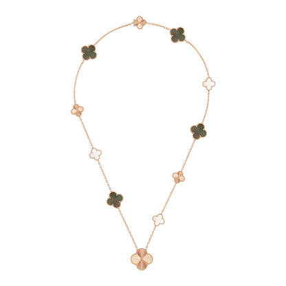 [Polaidi]DETACHABLE CLOVER 15(11+4) FLOWER ROSE GOLD NECKLACE SET