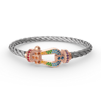 [Perlaura Jewelry ]FORCE LARGE HORSESHOE  COLORED DIAMOND BRACELET ROSE GOLD