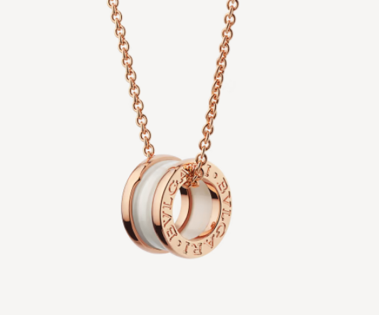 [：Polaidi]ZERO 1 WHITE CERAMIC PINK GOLD NECKLACE