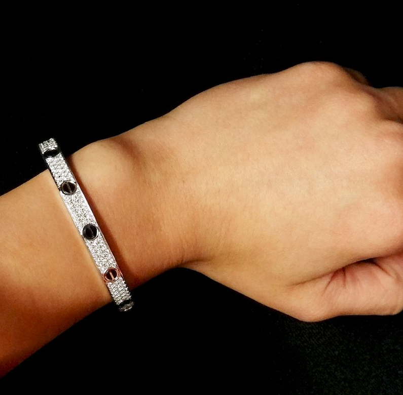 [Polaidi Jewelry]LOVE BRACELET 6.1MM DIAMOND-PAVED CERAMIC