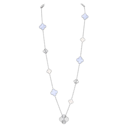 [Polaidi Jewelry]DETACHABLE CLOVER 15(11+4) FLOWER SILVER NECKLACE SET