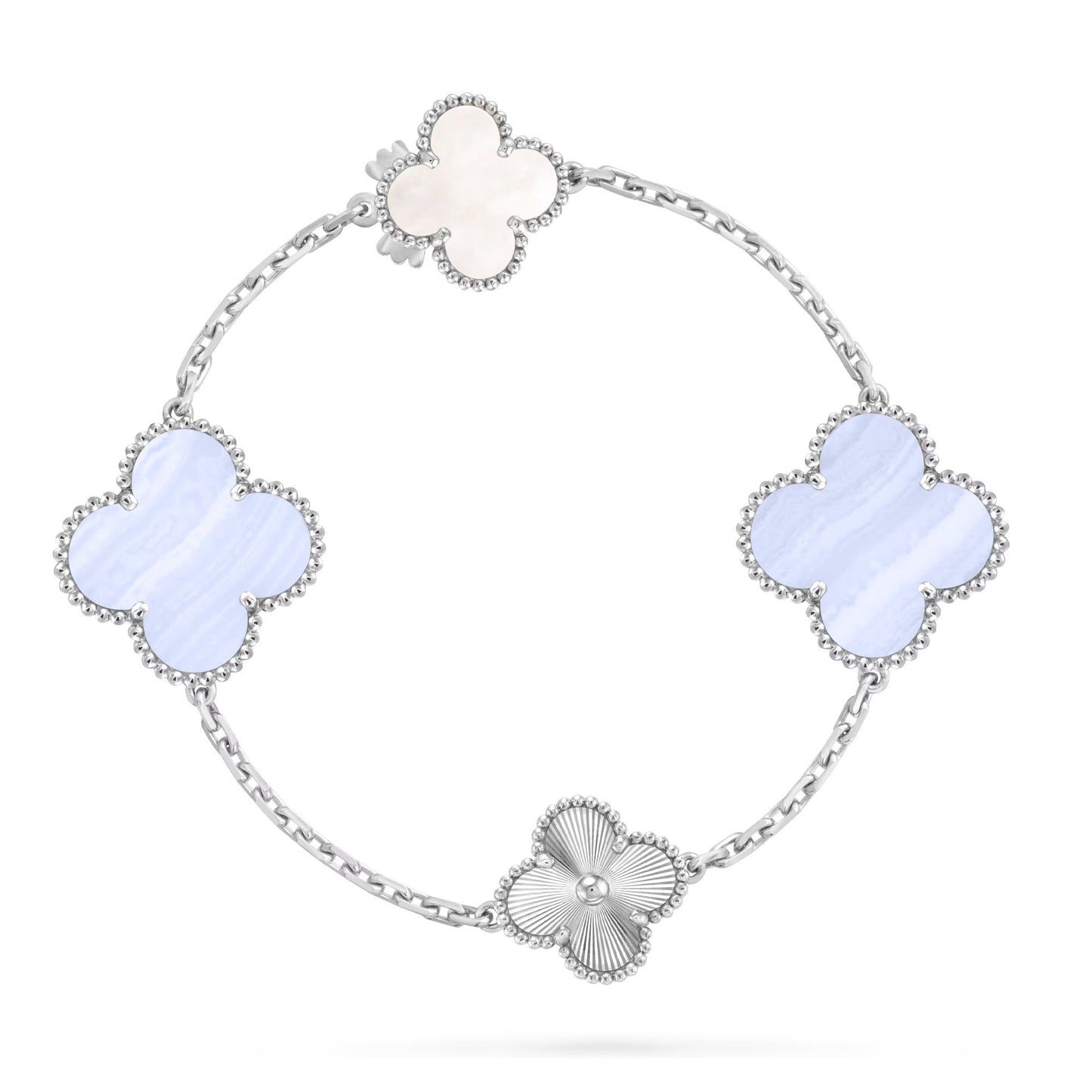 [Polaidi Jewelry]DETACHABLE CLOVER 15(11+4) FLOWER SILVER NECKLACE SET