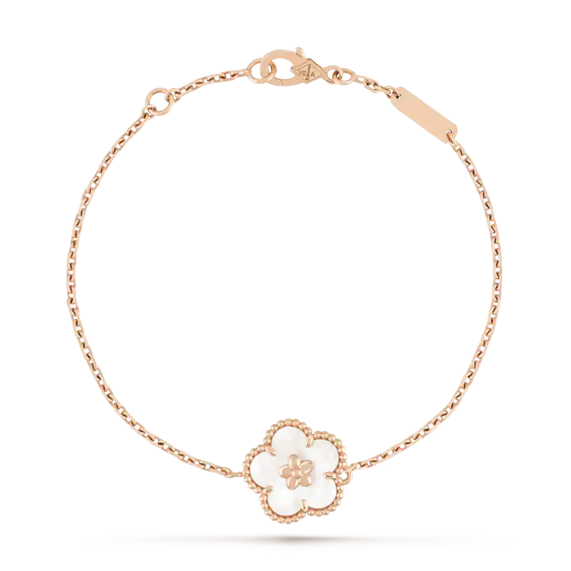 [：Polaidi Jewelry]ラッキー ホワイトマザーオブパール 梅の花 ブレスレット