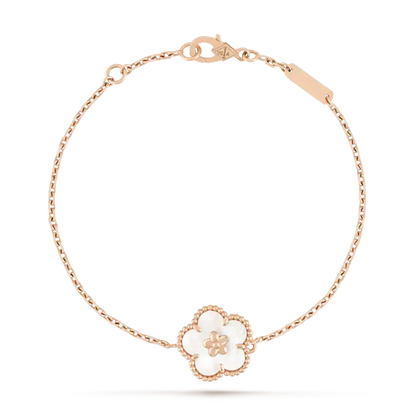 [：Polaidi Jewelry]ラッキー ホワイトマザーオブパール 梅の花 ブレスレット