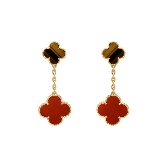 [：Polaidi Jewelry]CLOVER  2 MOTIF  TIGER EYE CARNELIAN EARRINGS