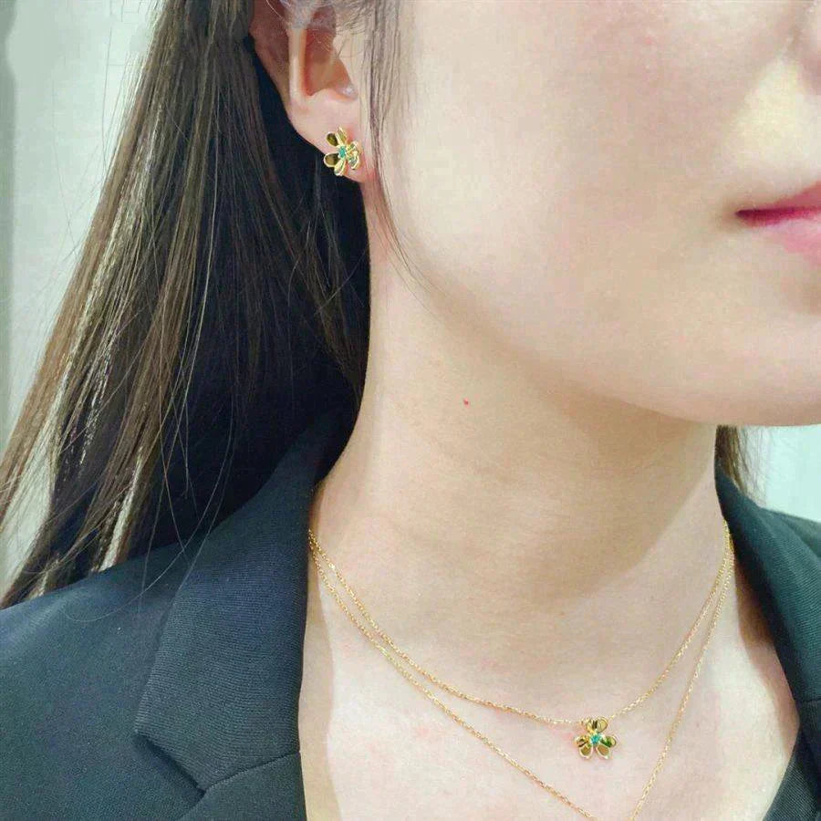 [：Polaidi Jewelry]FRIVOLE フラワー マラカイト イヤリング