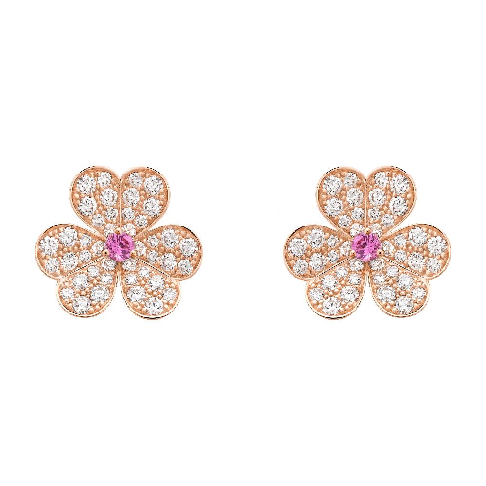 [：Polaidi Jewelry]FRIVOLE PINK GOLD FLOWER DIAMOND EARRINGS