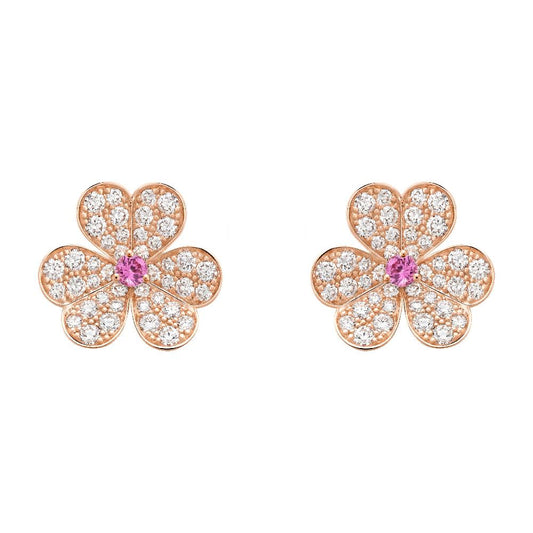 [：Polaidi Jewelry]FRIVOLE PINK GOLD FLOWER DIAMOND EARRINGS