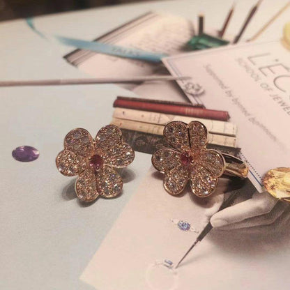 [Polaidi Jewelry]FRIVOLE PINK GOLD FLOWER DIAMOND EARRINGS