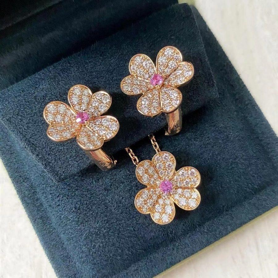 [：Polaidi Jewelry]FRIVOLE PINK GOLD FLOWER DIAMOND EARRINGS