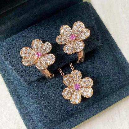 [：Polaidi Jewelry]FRIVOLE PINK GOLD FLOWER DIAMOND EARRINGS
