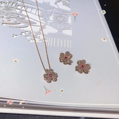 [：Polaidi Jewelry]フリヴォル ローズゴールド フラワーダイヤモンドネックレス