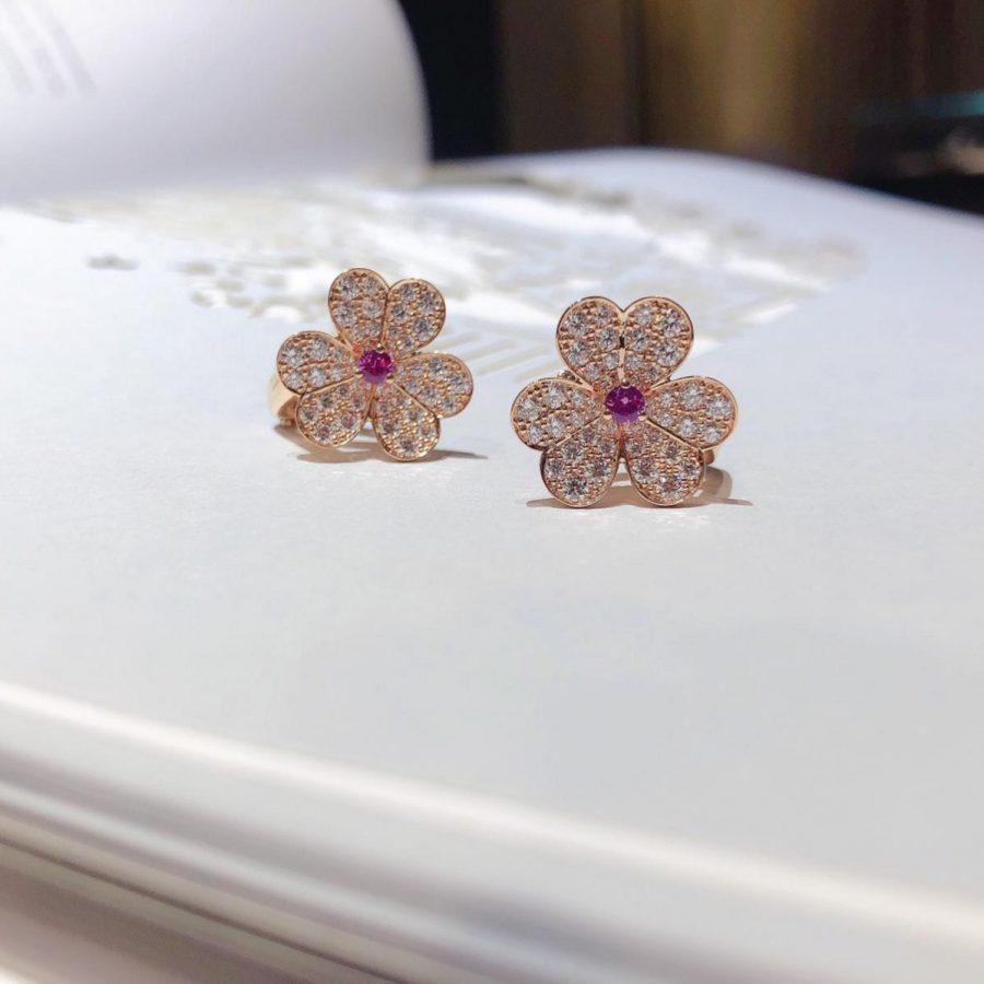 [：Polaidi Jewelry]FRIVOLE PINK GOLD FLOWER DIAMOND EARRINGS