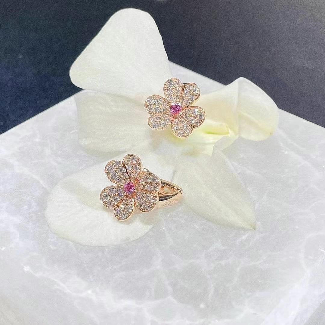 [：Polaidi Jewelry]FRIVOLE PINK GOLD FLOWER DIAMOND EARRINGS