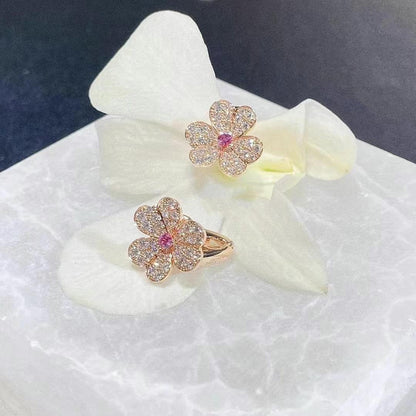 [：Polaidi Jewelry]FRIVOLE PINK GOLD FLOWER DIAMOND EARRINGS