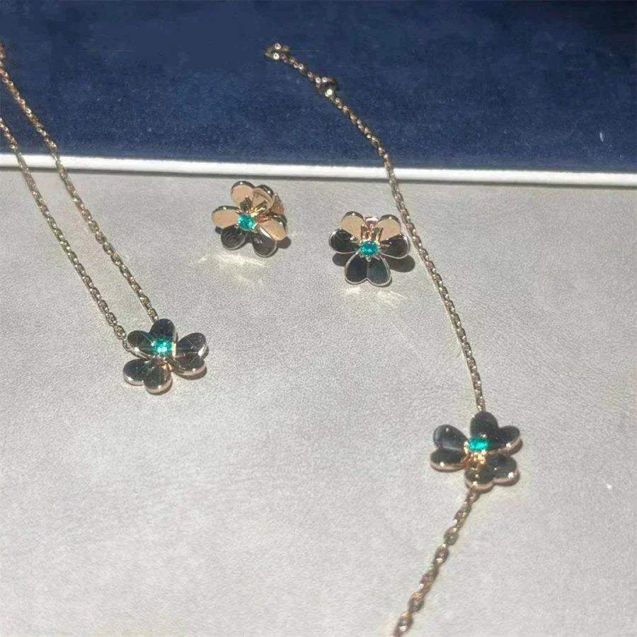 [Polaidi Jewelry]FRIVOLE  FLOWER MALACHITE EARRINGS