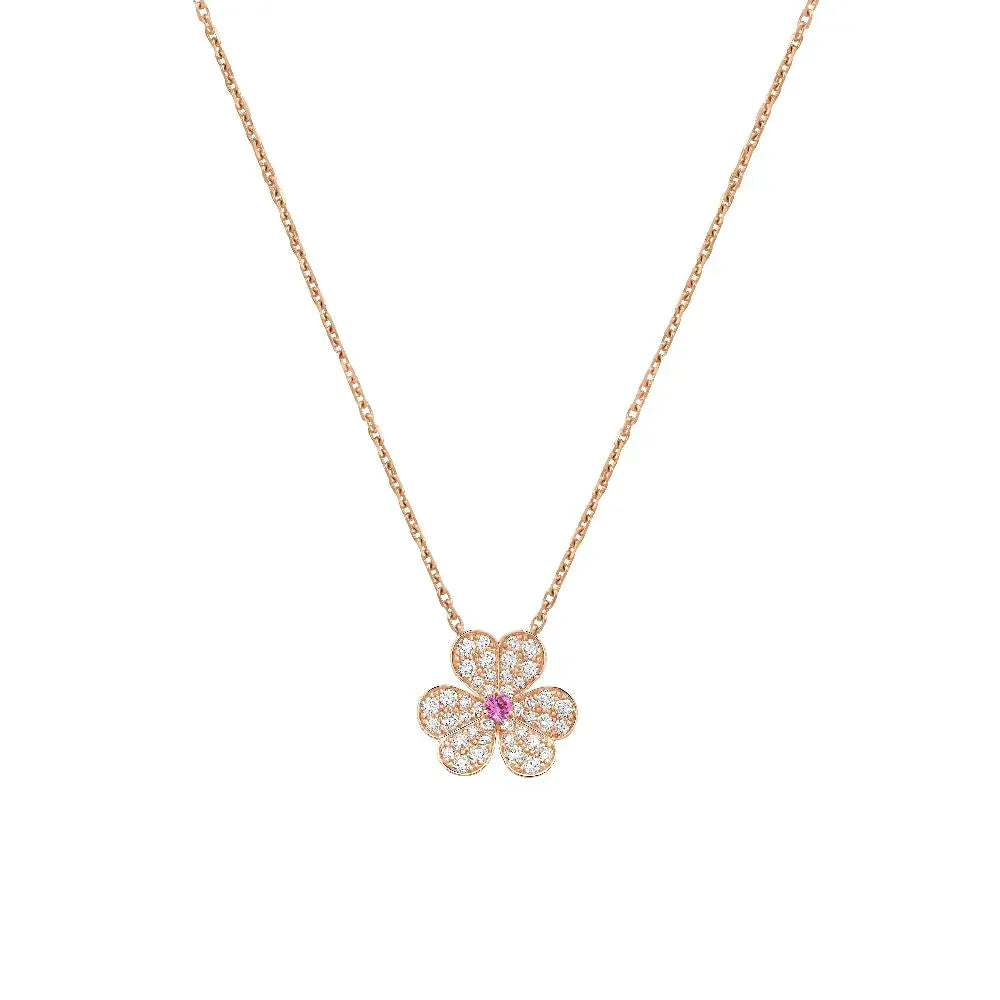 [：Polaidi Jewelry]フリヴォル ローズゴールド フラワーダイヤモンドネックレス