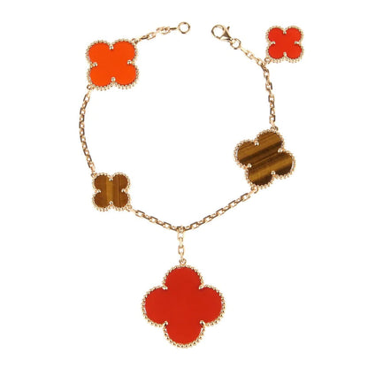 [：Polaidi Jewelry]CLOVER BRACELET 5 MOTIFS CARNELIAN TIGER EYE