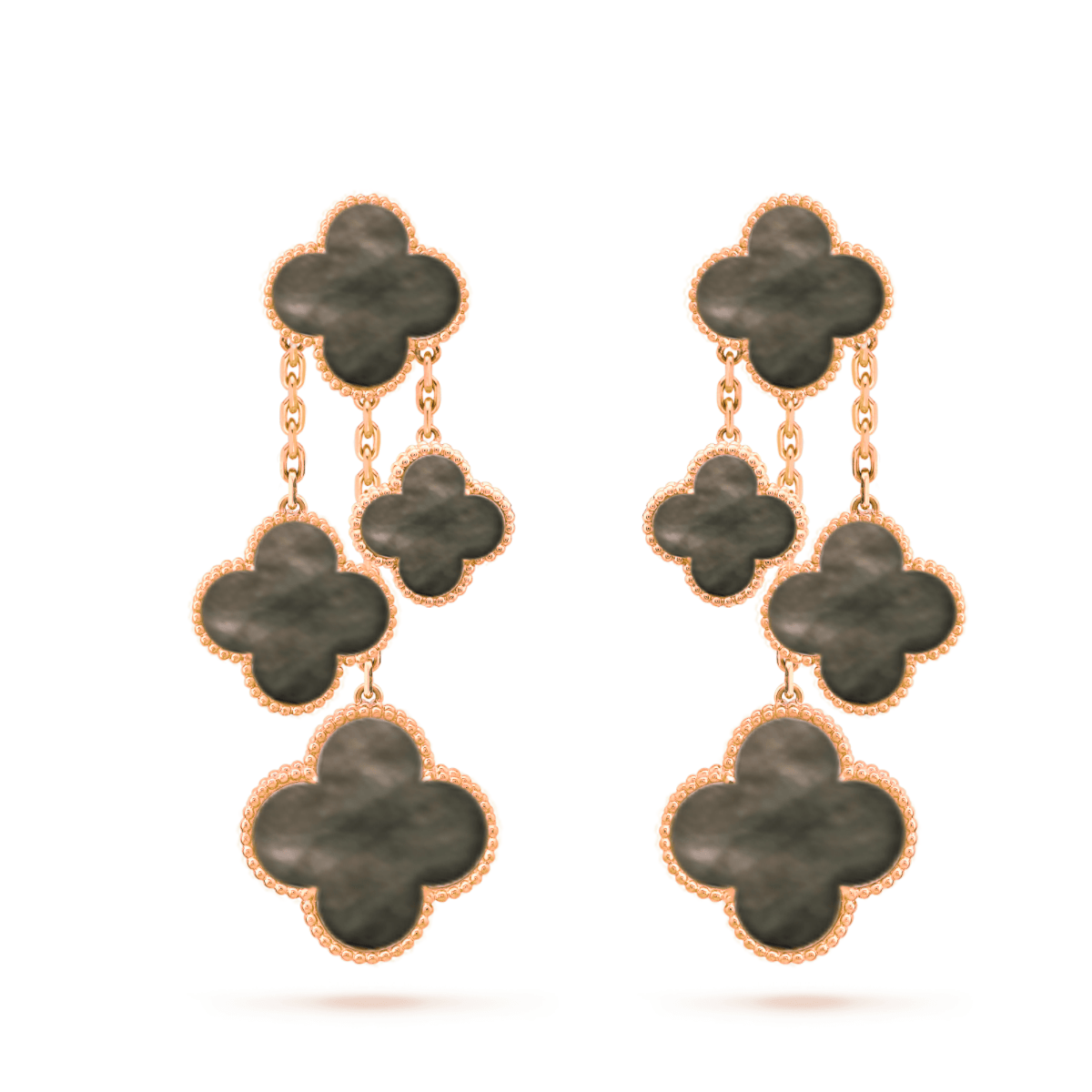[：Polaidi Jewelry]CLOVER EARRINGS DARK MOP 4 MOTIFS ROSE GOLD