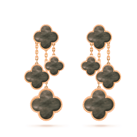 [：Polaidi Jewelry]CLOVER EARRINGS DARK MOP 4 MOTIFS ROSE GOLD
