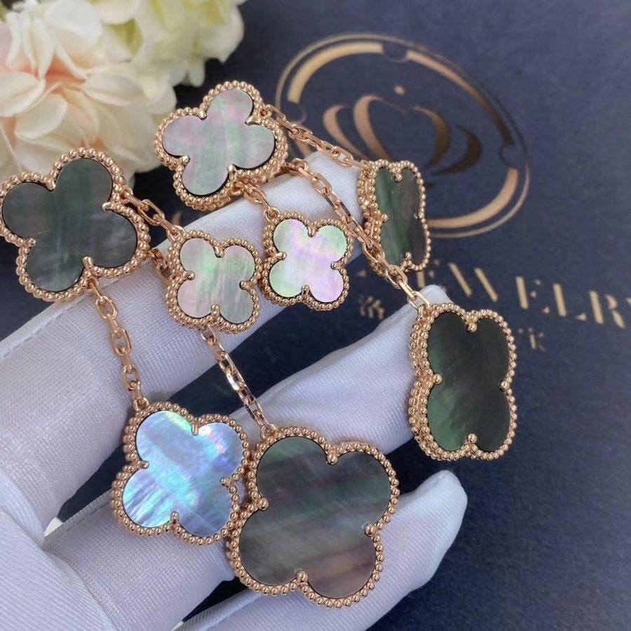 [：Polaidi Jewelry]CLOVER EARRINGS DARK MOP 4 MOTIFS ROSE GOLD