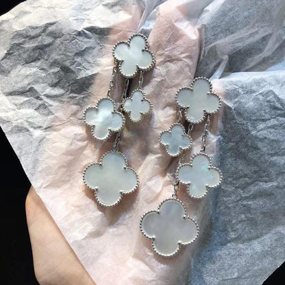 [Polaidi Jewelry]CLOVER EARRINGS WHITE MOP 4 MOTIFS SILVER