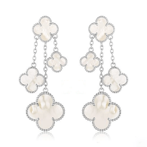 [：Polaidi Jewelry]CLOVER EARRINGS WHITE MOP 4 MOTIFS SILVER