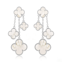[Perlaura Jewelry ]CLOVER EARRINGS WHITE MOP 4 MOTIFS SILVER