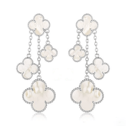 [：Polaidi Jewelry]CLOVER EARRINGS WHITE MOP 4 MOTIFS SILVER
