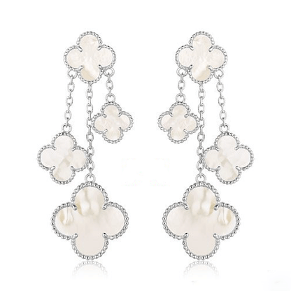[Polaidi Jewelry]CLOVER EARRINGS WHITE MOP 4 MOTIFS SILVER