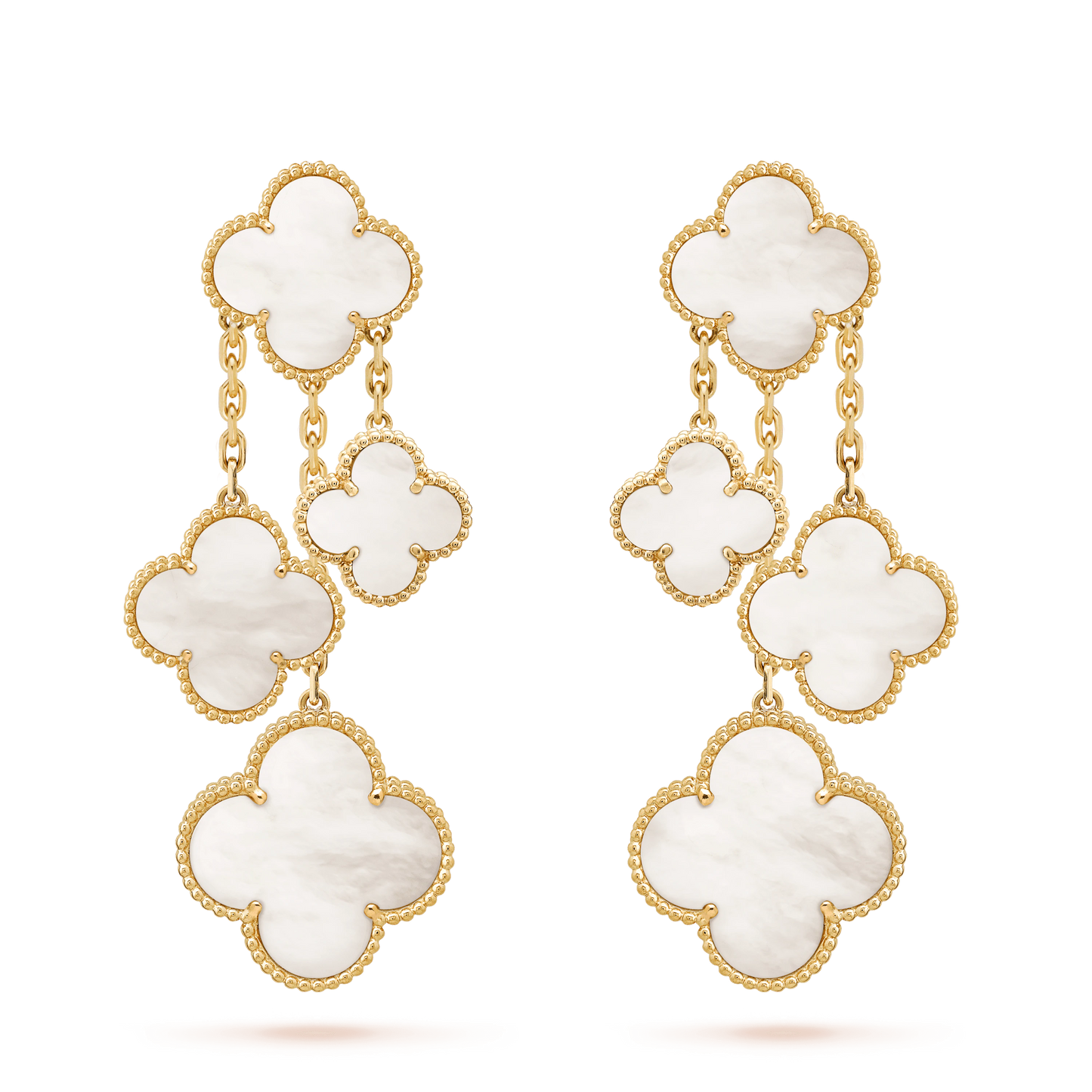 [：Polaidi Jewelry]CLOVER EARRINGS WHITE MOP 4 MOTIFS GOLD