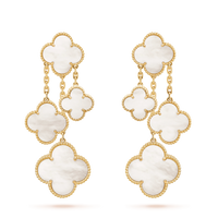[Perlaura Jewelry ]CLOVER EARRINGS WHITE MOP 4 MOTIFS GOLD