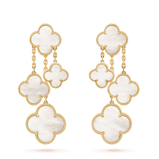 [Polaidi Jewelry]CLOVER EARRINGS WHITE MOP 4 MOTIFS GOLD