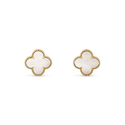 [Polaidi Jewelry]CLOVER MEDIUM 1 MOTIFS  WHITE MOP STUD EARRINGS