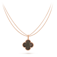 [Perlaura Jewelry ]CLOVER 25MM GOLD DARK MOP BIG CLOVER NECKLACE