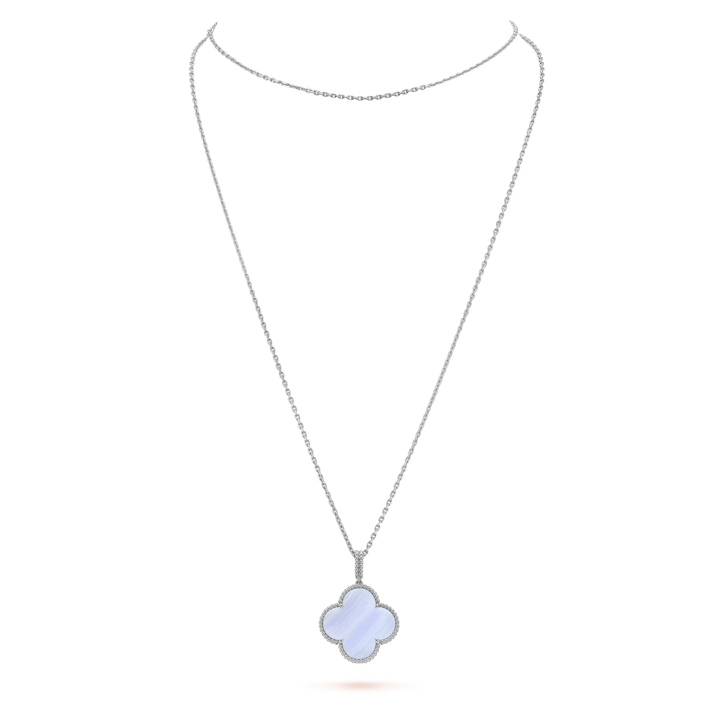 [Polaidi Jewelry]CLOVER SILVER CHALCEDONY BIG CLOVER NECKLACE