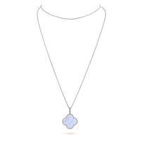 [Perlaura Jewelry ]CLOVER SILVER CHALCEDONY BIG CLOVER NECKLACE