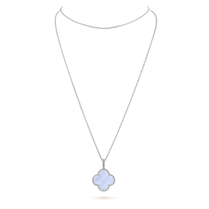 [:Polaidi Jewelry]クローバー シルバーカルセドニー ビッグクローバー ネックレス