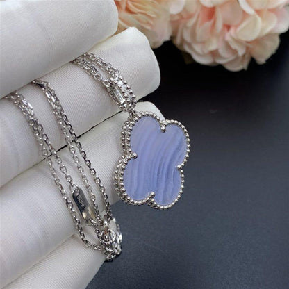[:Polaidi Jewelry]クローバー シルバーカルセドニー ビッグクローバー ネックレス