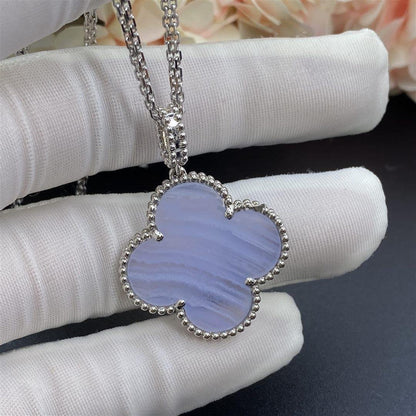 [:Polaidi Jewelry]クローバー シルバーカルセドニー ビッグクローバー ネックレス