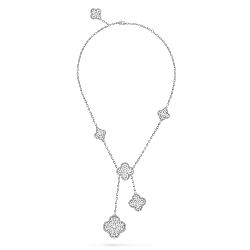 [：Polaidi Jewelry]クローバー 5モチーフ シルバーダイヤモンドネックレス