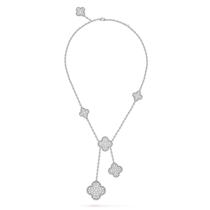 [：Polaidi Jewelry]クローバー 5モチーフ シルバーダイヤモンドネックレス
