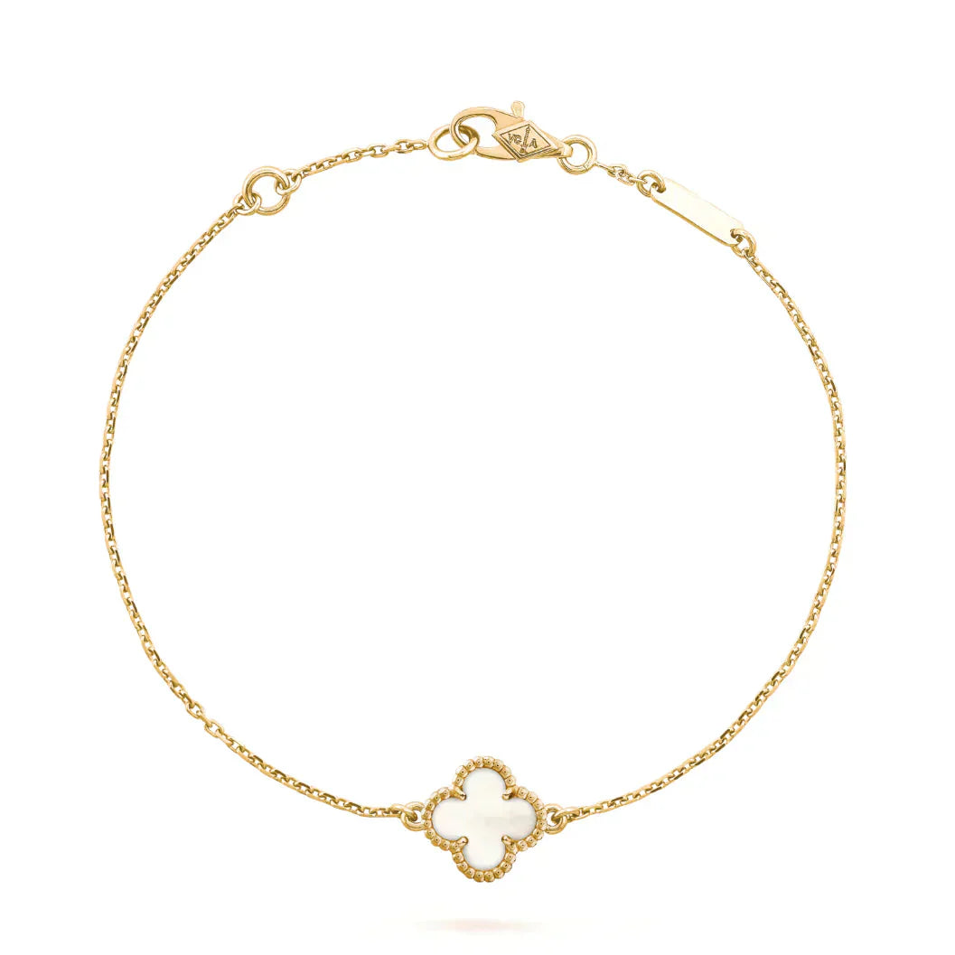 [：Polaidi Jewelry]CLOVER WHITE MOP SINGLE FLOWER BRACELET